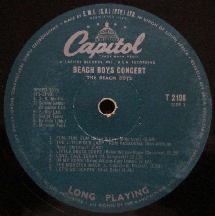 THE BEACH BOYS - BEACH BOYS CONCERT     (LP/VINYL)