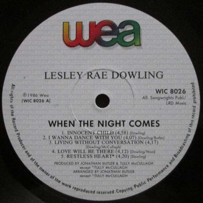 LESLEY RAE DOWLING - WHEN THE NIGHT COMES     (LP/VINYL)