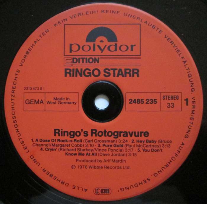 RINGO STARR - RINGOS ROTOGRAVURE (LP/VINYL)