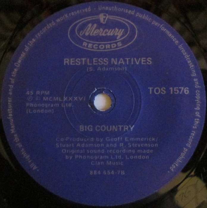 BIG COUNTRY - LOOK AWAY / RESTLESS NATIVES  (7 SINGLE/VINYL)