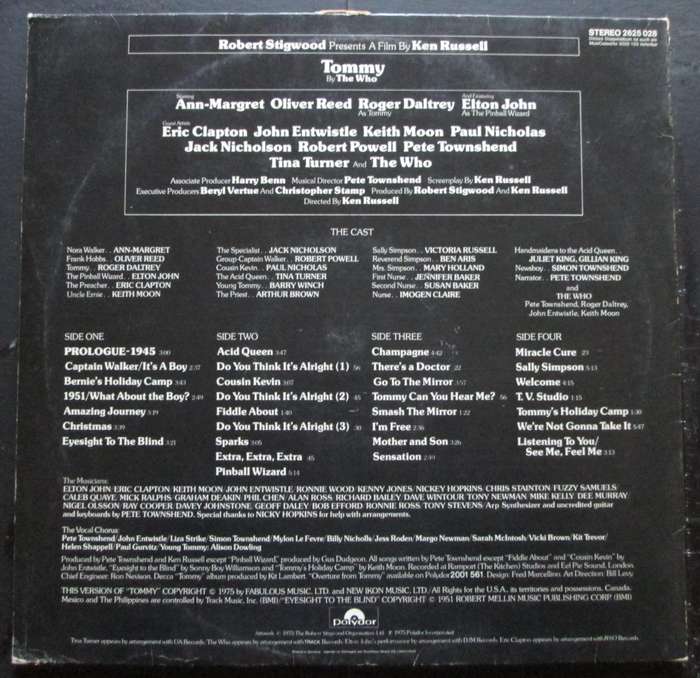 VARIOUS ARTISTS - TOMMY-ORIGINAL SOUNDTRACK RECORDING (2xLP/VINYL)