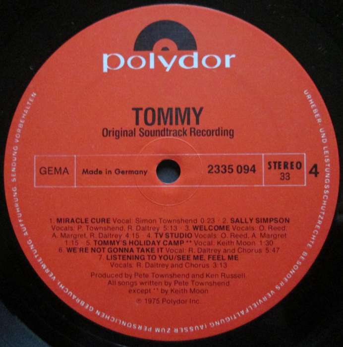 VARIOUS ARTISTS - TOMMY-ORIGINAL SOUNDTRACK RECORDING (2xLP/VINYL)