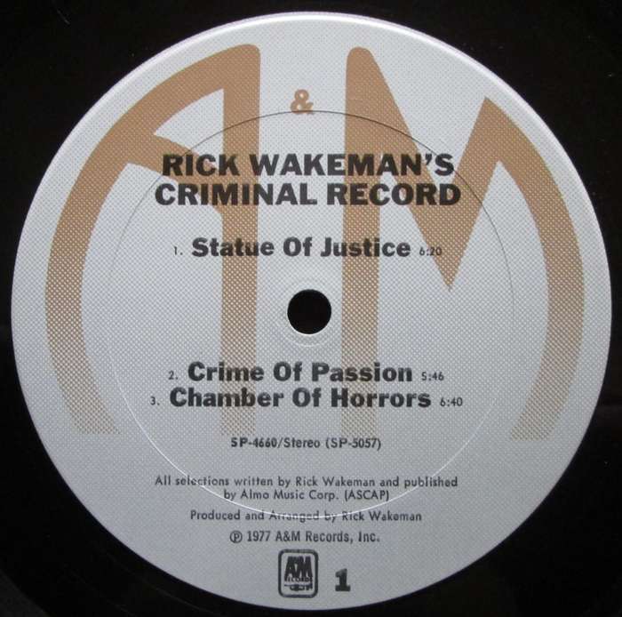 RICK WAKEMAN - RICK WAKEMANS CRIMINAL RECORD  (LP/VINYL)