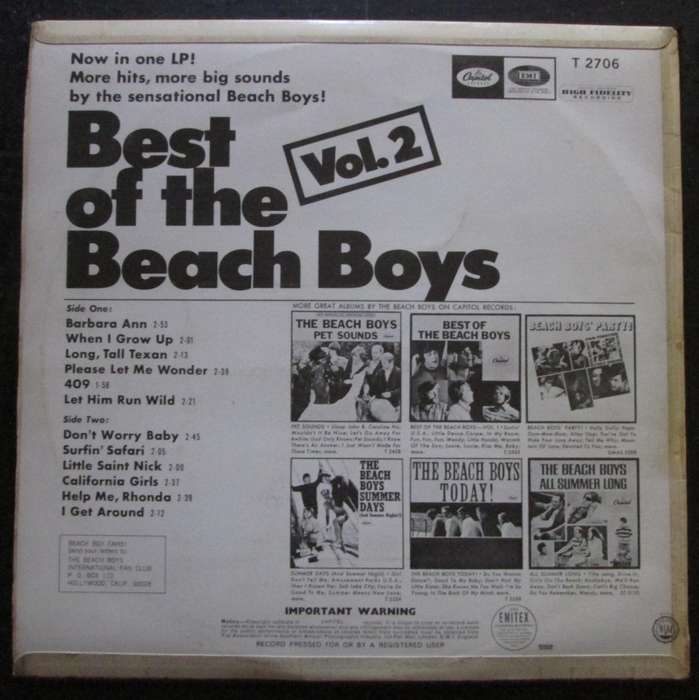 THE BEACH BOYS - THE BEST OF THE BEACH BOYS VOL. 2  (LP/VINYL)