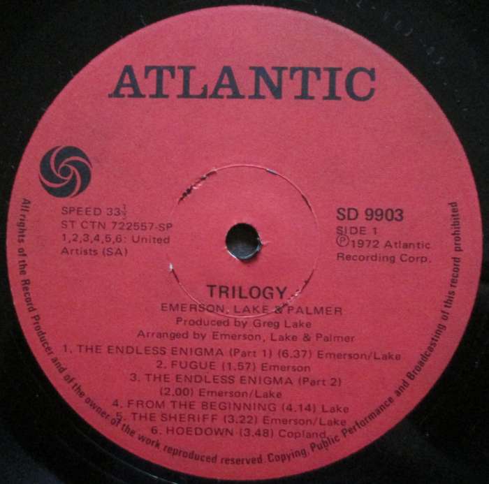 EMERSON LAKE & PALMER - TRILOGY  (LP/VINYL)