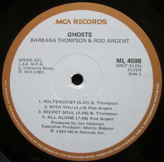 BARBARA THOMPSON / ROD ARGENT - GHOSTS  (LP/VINYL)