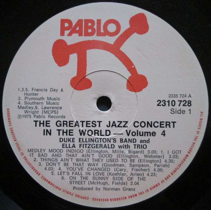 DUKE ELLINGTON/ELLA FITZGERALD/OSCAR PETERSON - THE GREATEST JAZZ CONCERT IN THE WORLD (LP/VINYL)