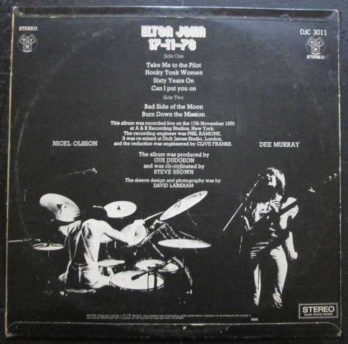 ELTON JOHN - 17-11-70  (LP/VINYL)