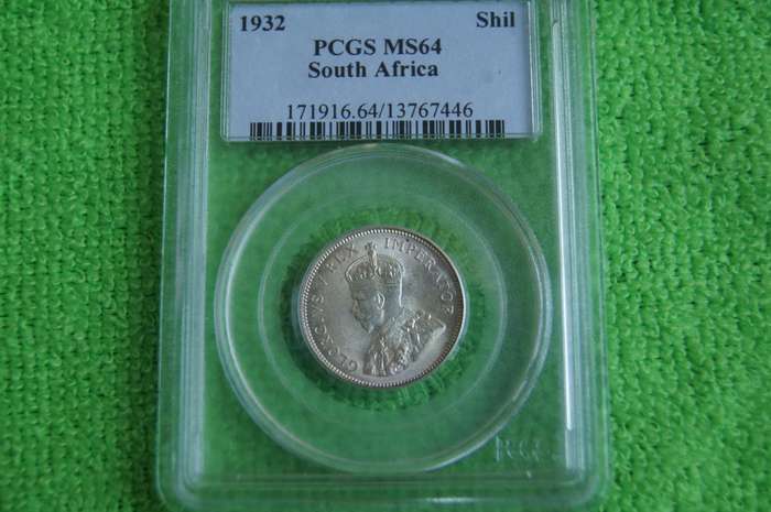 1932 South Africa 1 Shilling - High Grade MS 64 PCGS