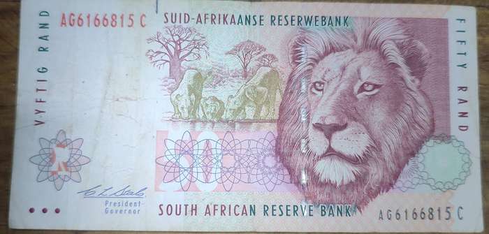 SA R50 Bank Note CL Stals - Red Water Variety (Rare Printing Error)