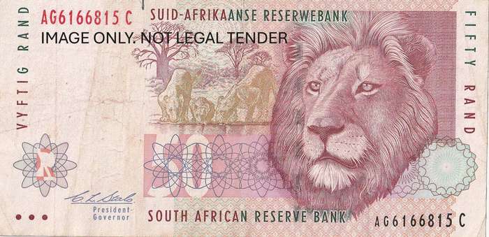 SA R50 Bank Note CL Stals - Red Water Variety (Rare Printing Error)