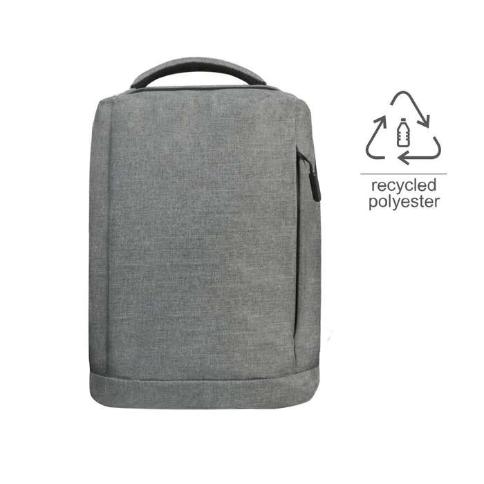 Office Laptop Backpack(Gray)  is made with GRS-certified RPET. Many useful features include