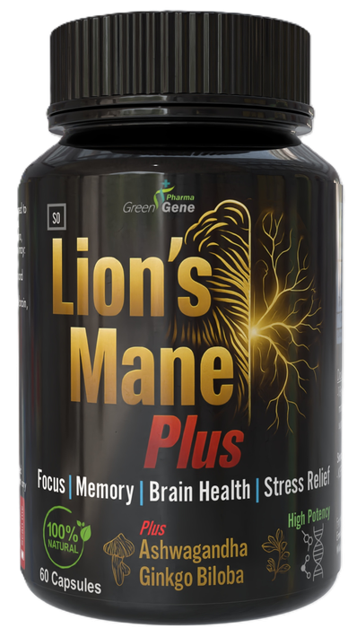 Lion's Mane Plus - Mental Clarity, Memory & Stress Relief (With Ashwagandha & Ginkgo Biloba)