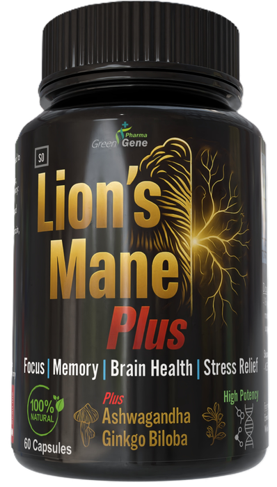 Lion's Mane Plus - Mental Clarity, Memory & Stress Relief (With Ashwagandha & Ginkgo Biloba)