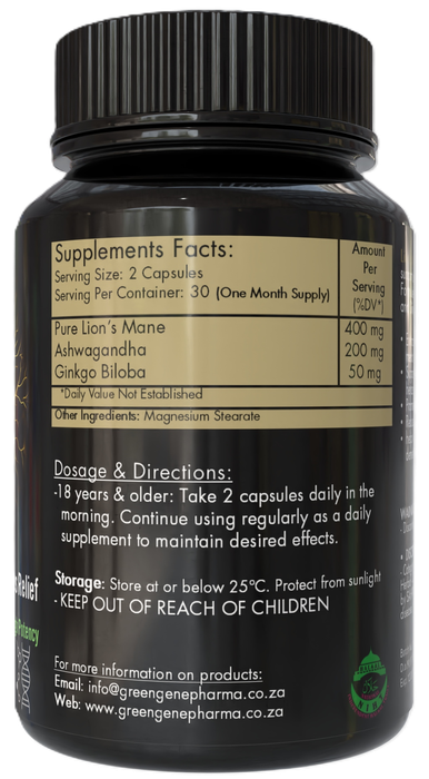 Lion's Mane Plus - Mental Clarity, Memory & Stress Relief (With Ashwagandha & Ginkgo Biloba)