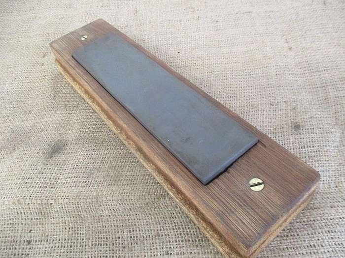 Double Sided Sharpening Stone In Wooden Holder