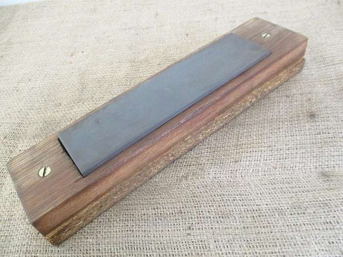 Double Sided Sharpening Stone In Wooden Holder