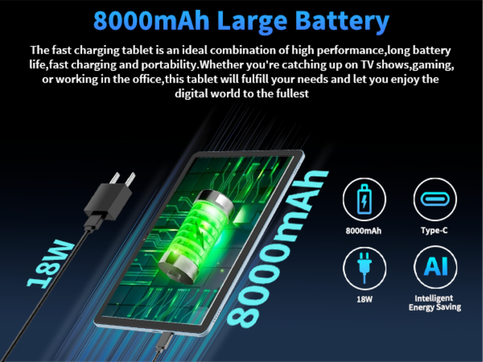 G15 MAX - Smart tablet , Android 15, 8000mAh battery, 32GB RAM, 512GB ROM