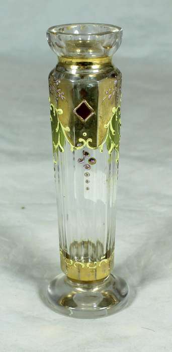 Vintage Bohemian small vase, hand painted and decorated