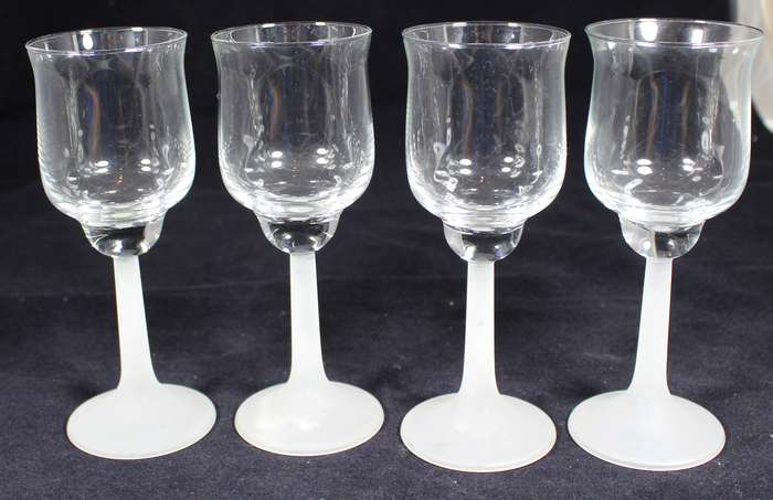 Set of four frosted stem tulip glasses