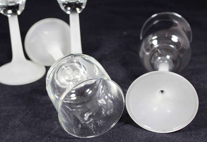 Set of four frosted stem tulip glasses