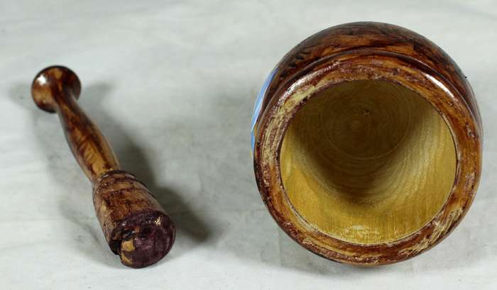Wooden mortar & pestle