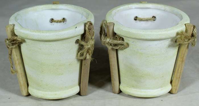 Pair of small artisan pot planters