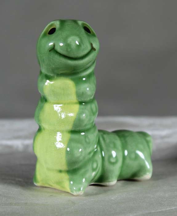 Miniature porcelain green worm