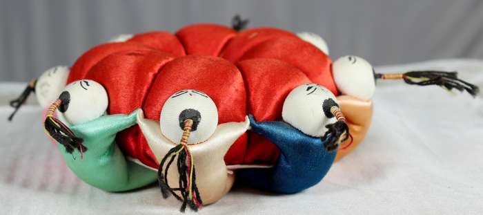 Vintage 8 Chinese men pin cushion