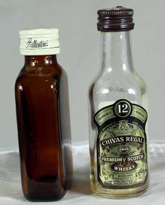 Mini liquor bottle - Empty - Pair of Chivas Regal & Ballentines bottles