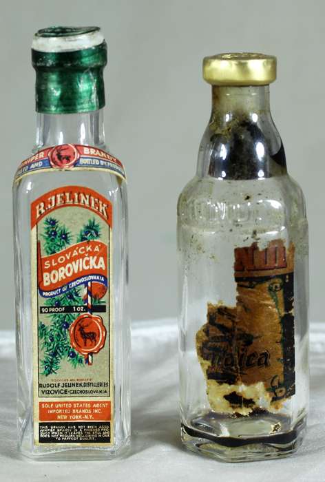Mini liquor bottle - Empty - Pair of Borovicka & Gamode bottles