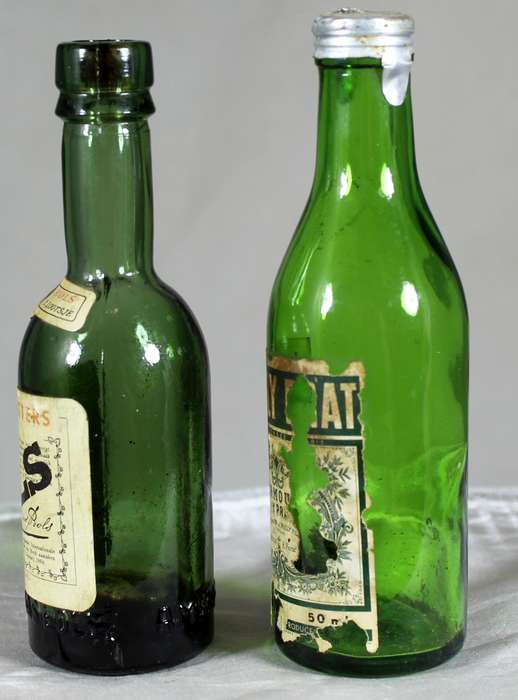 Mini liquor bottle - Empty - Pair of Bols & Noilly Prat bottles