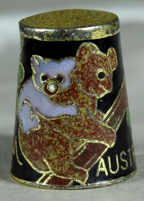 Cloisonne thimble - Koala bears, Australia