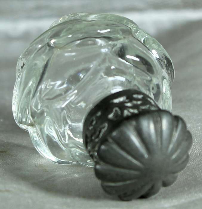 Miniature perfume bottle with metal top