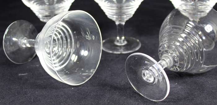 Set of five ribbed Stuart crystal glasses