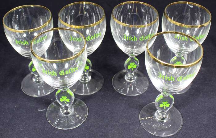 Set of six crystal Irish coffee glasses