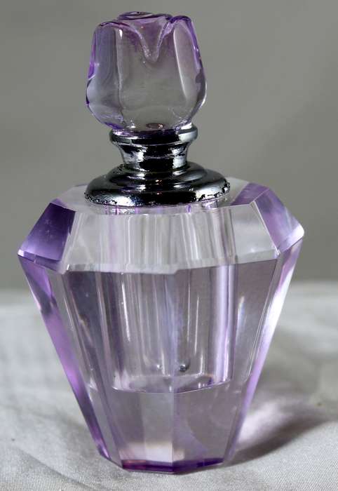 Mini purple glass perfume bottle