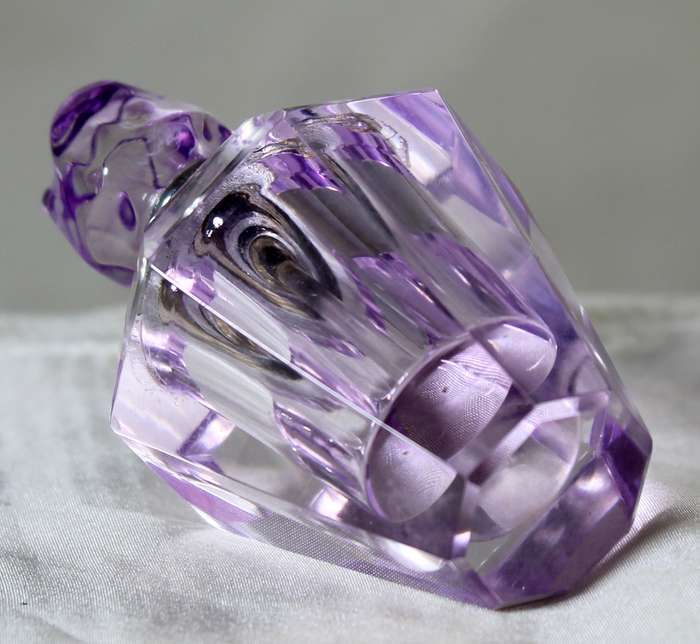 Mini purple glass perfume bottle