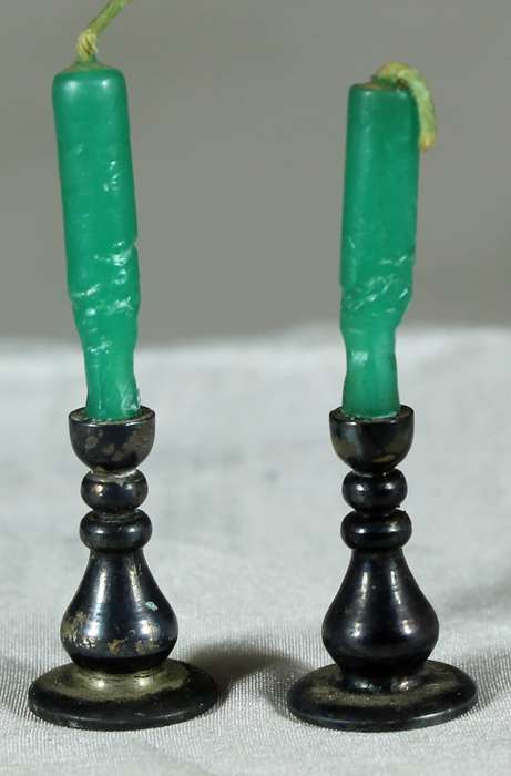 Miniature brass pair of candles