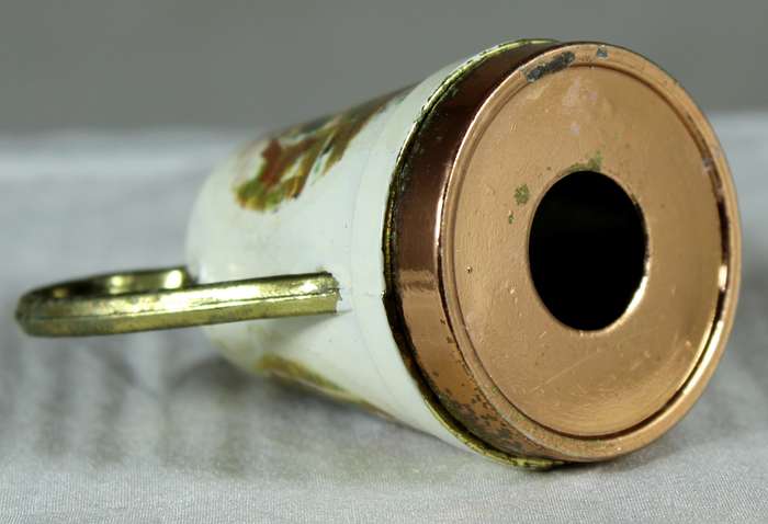 Miniature brass and porcelain kettle