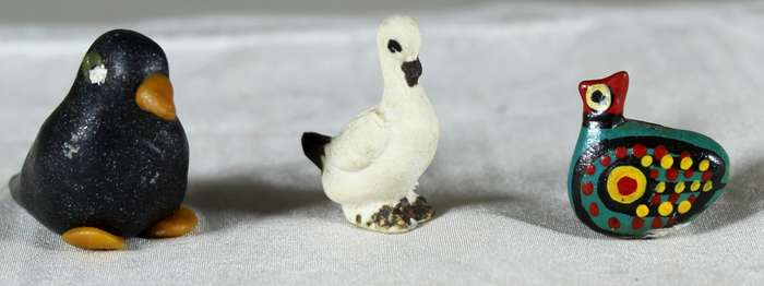 Set of three mini miniature birds