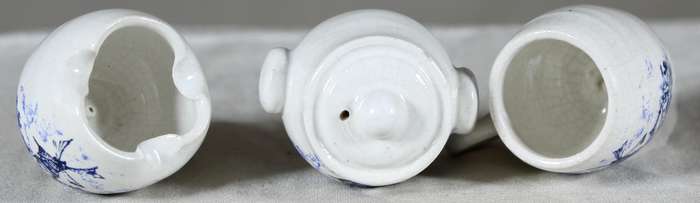 Set of three blue & white miniatures