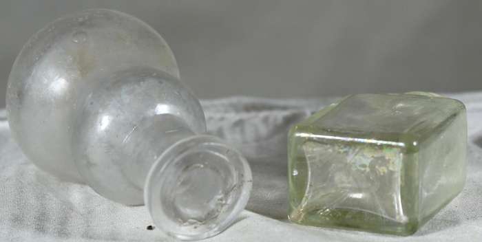 Pair of small vintage glass bottles