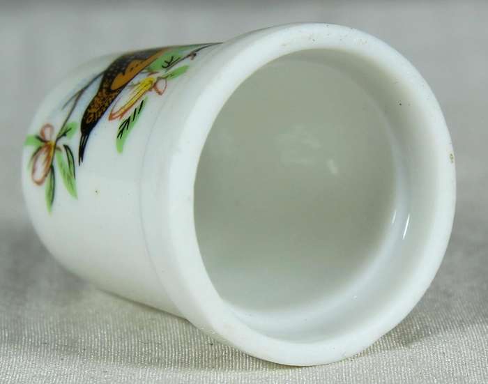 Bone China thimble - Orange bird on branch