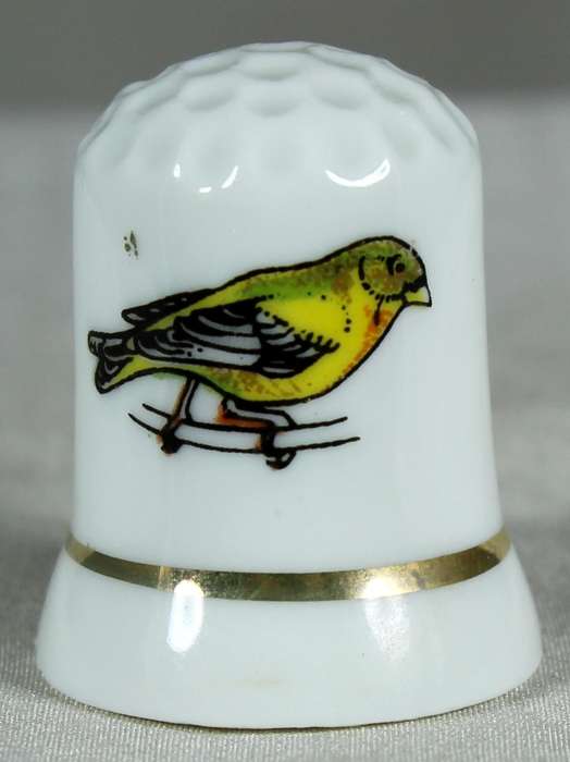 Bone China thimble - Yellow birds