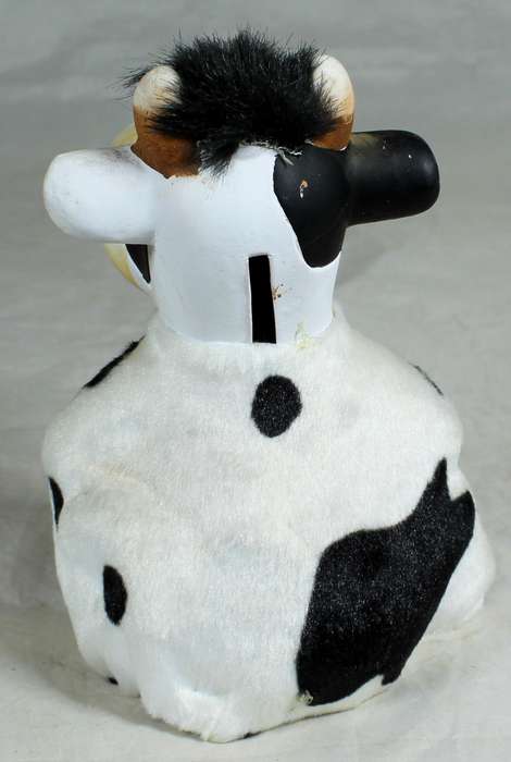 Seated cow with satin feel jacket money box