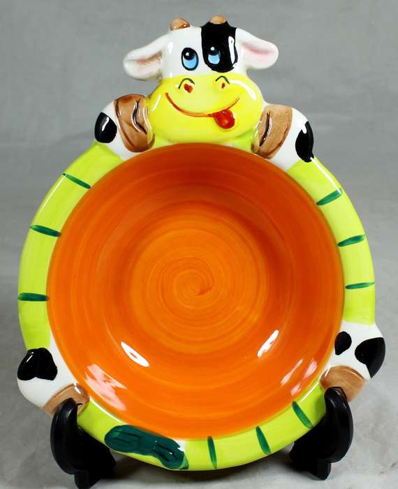 Porcelain cow themed bowl