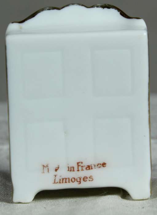 Miniature Limoges dresser with Victorian scene