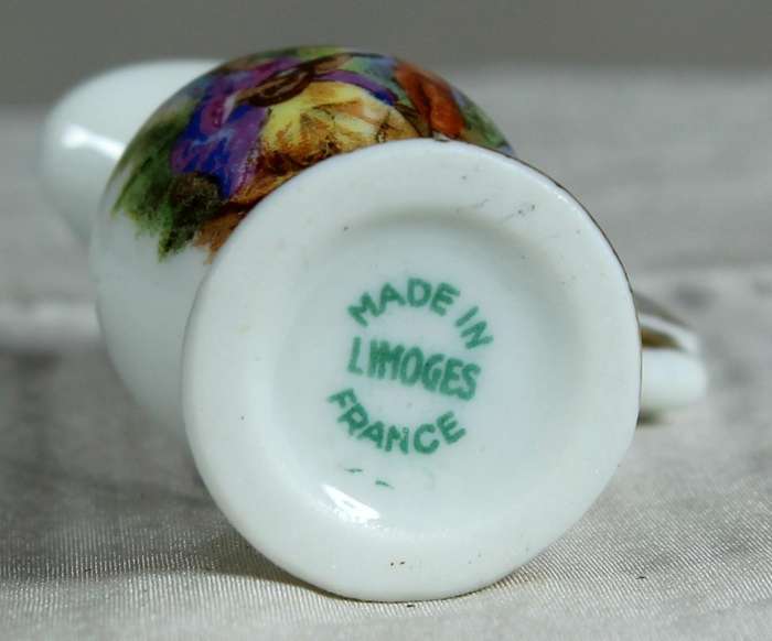 Miniature Limoges water jug with Victorian scene