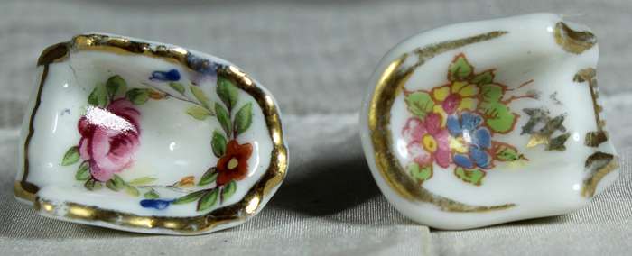 Miniature Limoges pair of club chairs